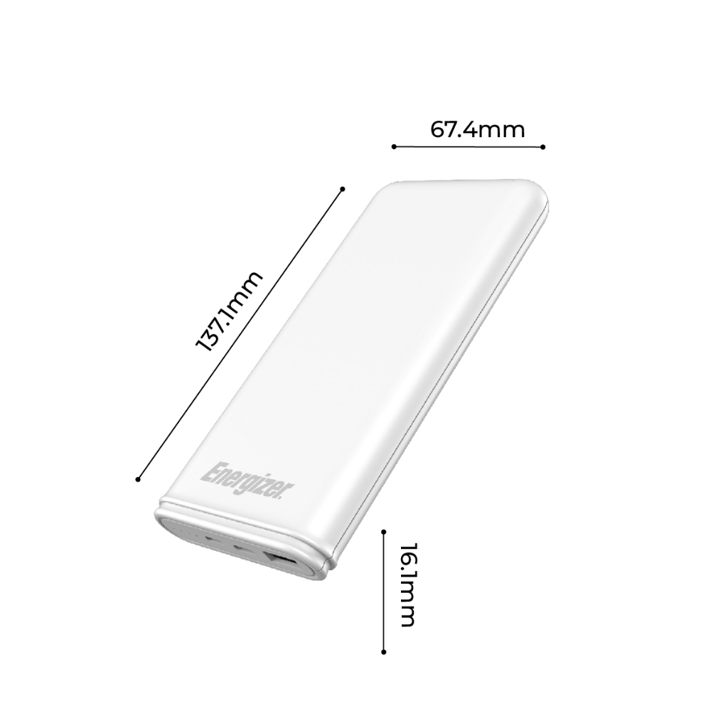 Sạc dự phòng Energizer 10000mAh UE10053/UE10026 - Thiết kế gọn nhẹ, tích hợp 2 cổng outputs - Hàng chính hãng