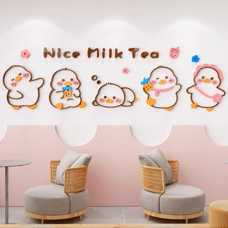 Tranh dán tường mica dán nổi nice milk tea trang trí quán ăn vặt, cafe, trà sữa