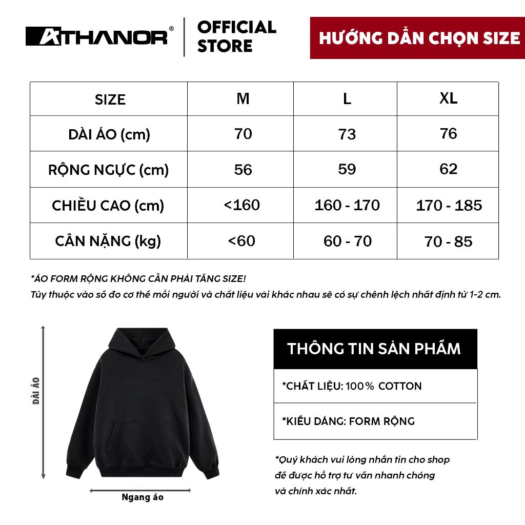 Áo hoodie Athanor form rộng tay phồng chất nỉ bông 100%cotton premium mẫu Mode lửa
