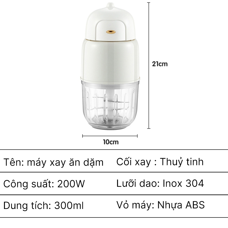 Máy xay ăn dặm cho bé Beemi máy xay cầm tay đa năng 8 lưỡi xay cháo cực nhuyễn cối thuỷ tinh xay thịt cá rau củ tiện lợi