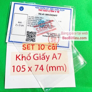 COMBO 10 túi đựng GIẤY TỜ KHỔ A7 (bảo hiểm y tế kiểu cũ, phiếu bảo hành, cà vẹt kiểu cũ, bằng lái kiểu cũ...) 10B232