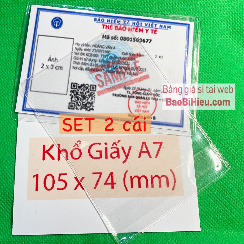 COMBO 2 túi đựng GIẤY TỜ KHỔ A7 (bảo hiểm y tế kiểu cũ, phiếu bảo hành, cà vẹt kiểu cũ, bằng lái kiểu cũ...) 2B232