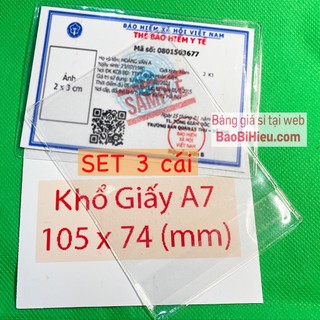 COMBO 3 túi đựng GIẤY TỜ KHỔ A7 (bảo hiểm y tế kiểu cũ, phiếu bảo hành, cà vẹt kiểu cũ, bằng lái kiểu cũ...) 3B232