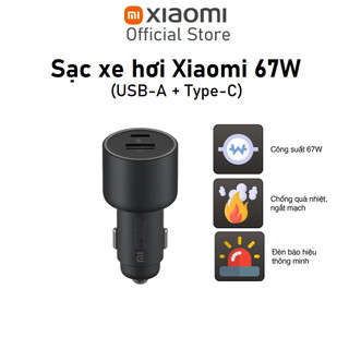 Tẩu sạc xe hơi Xiaomi 67W Car Charger USB-A Type-C - hiển thị đèn nhiều màu - Hàng chính hãng
