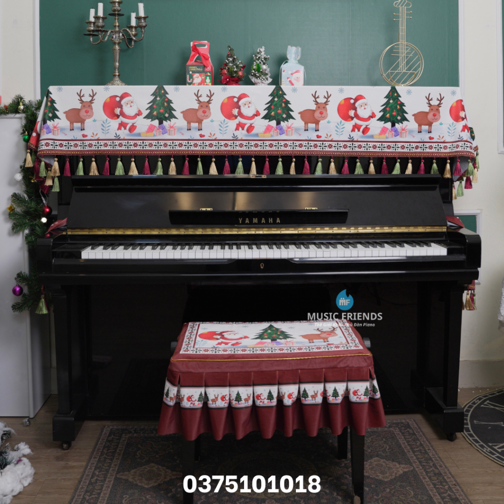 Khăn Phủ Đàn Piano Cơ , Piano Điện Hoạ Tiết Giáng Sinh