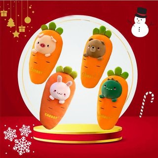 Gấu bông trái cây cà rốt hình mặt thú cưng size 30cm- 45cm