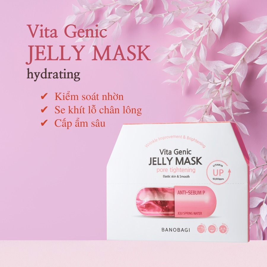 Mặt nạ BANOBAGI Giúp Se Khít Lỗ Chân Lông, Kiểm Soát Dầu Vita Genic Jelly Mask Pore Tighteing 30ml - HỒNG