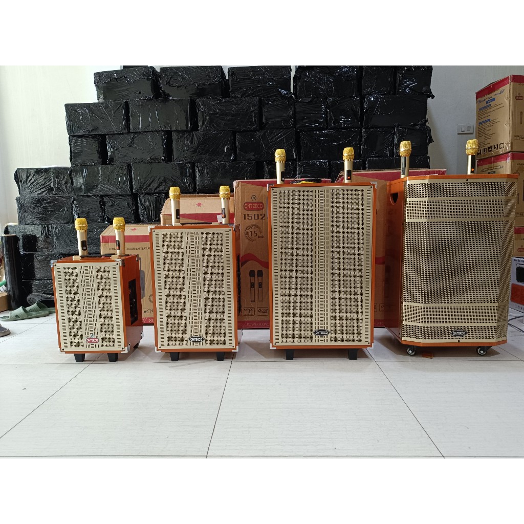 Loa kéo Ontekco 8002|1202|1502 kèm 2 micro không dây chuyên nghiệp Bass 20,30,40 Công suất lớn Bảo hành 12 tháng