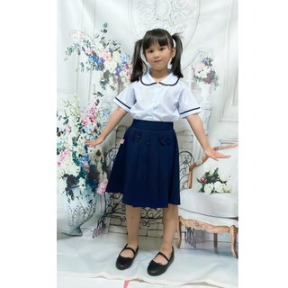 Chân váy nữ xòe có nơ 3 nút- Đồng phục học sinh