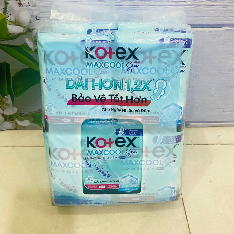 Lốc 8 Gói Băng Vệ Sinh Kotex Max Cool Siêu Mỏng Có Cánh 28cm