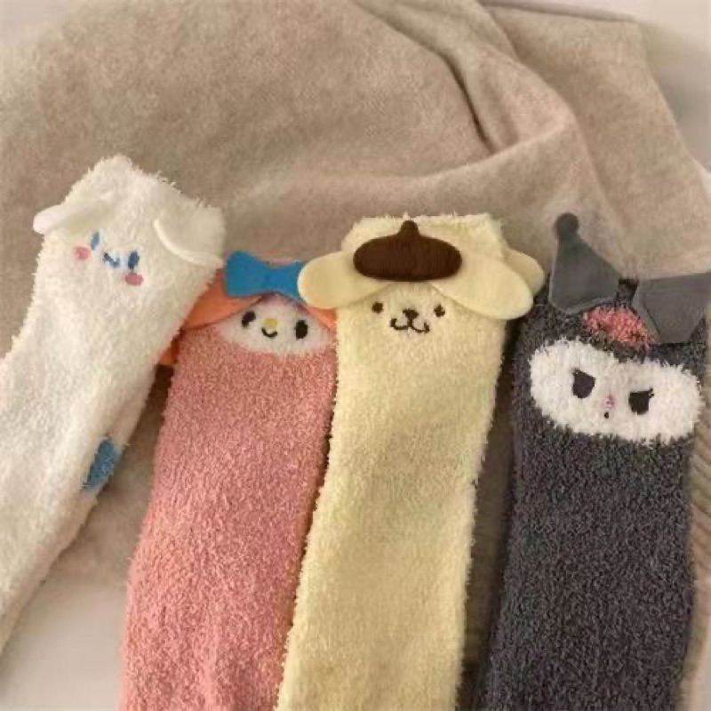 TLB30 Tất len bông tất lông cừu KUROMI tông trắng xanh dương