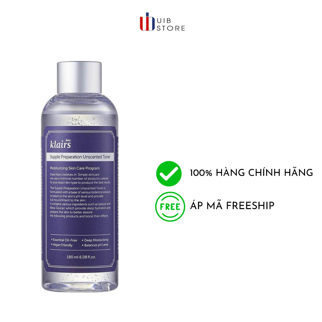 (Hàng chính hãng) Nước hoa hồng Dear Klairs không mùi dưỡng ẩm và làm mềm da 180ML