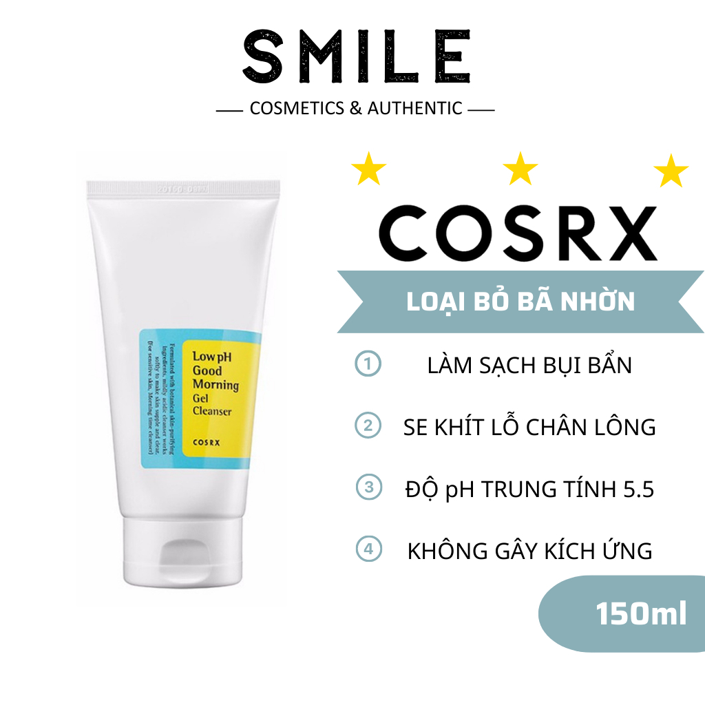 Sữa Rửa Mặt Cosrx Low PH Good Morning Gel Cleanser Dạng Gel Chiết Từ Dầu Cây Trà 150ml (shopauth)