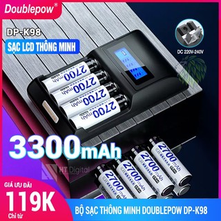 Pin sạc AA 3300mAh Doublepow, Sạc DP-K98 cho micro karaoke, máy ảnh, đồ điện tử, điều khiển hay đồ chơi dùng pin của trẻ