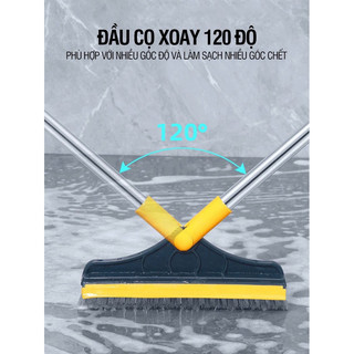 Cây chà sàn nhà tắm đa năng 2 in 1, chổi chà sàn chà mép tường, đẩy nước