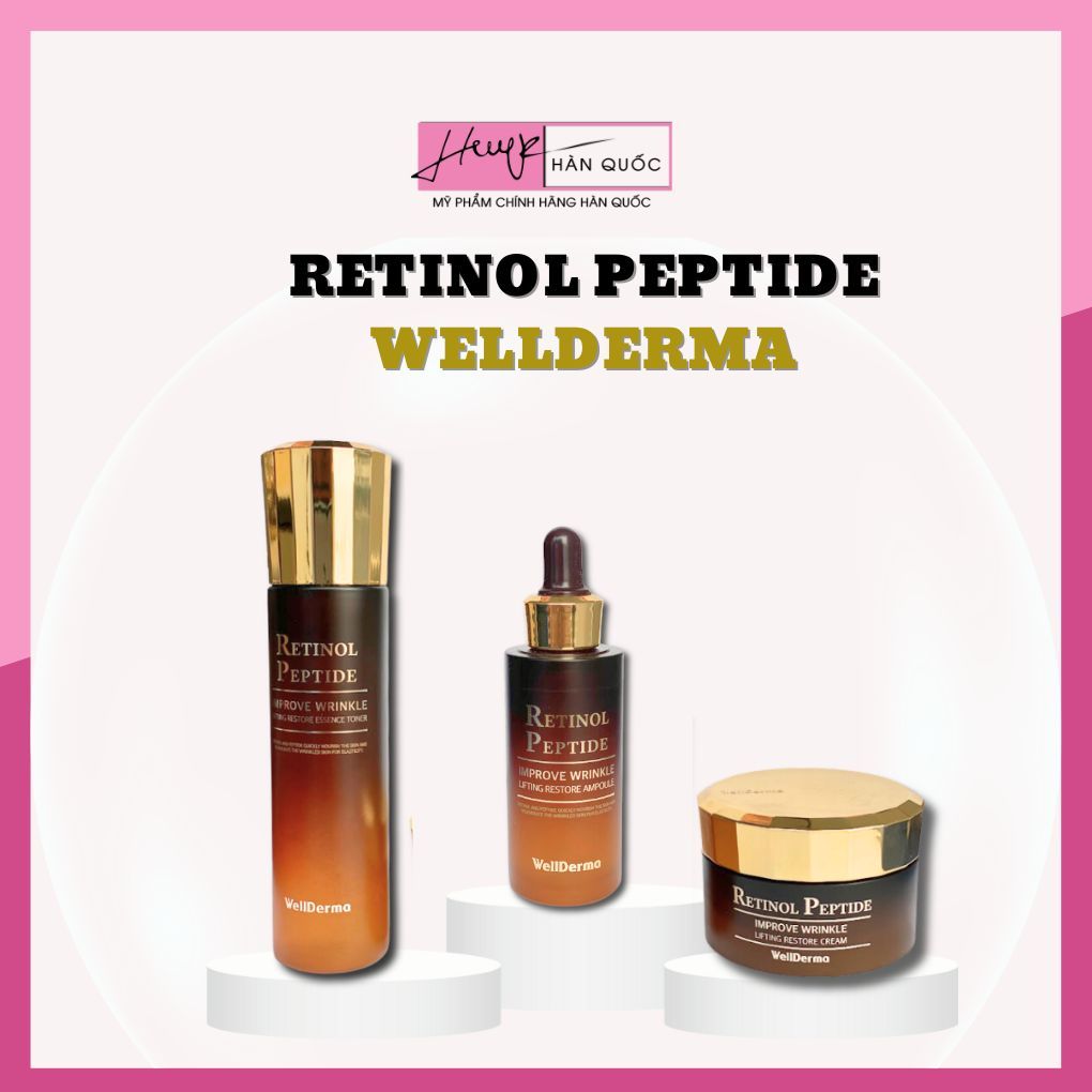 Bộ 3 toner/ serum/ kem dưỡng chống già Retinol Peptide WellDerma