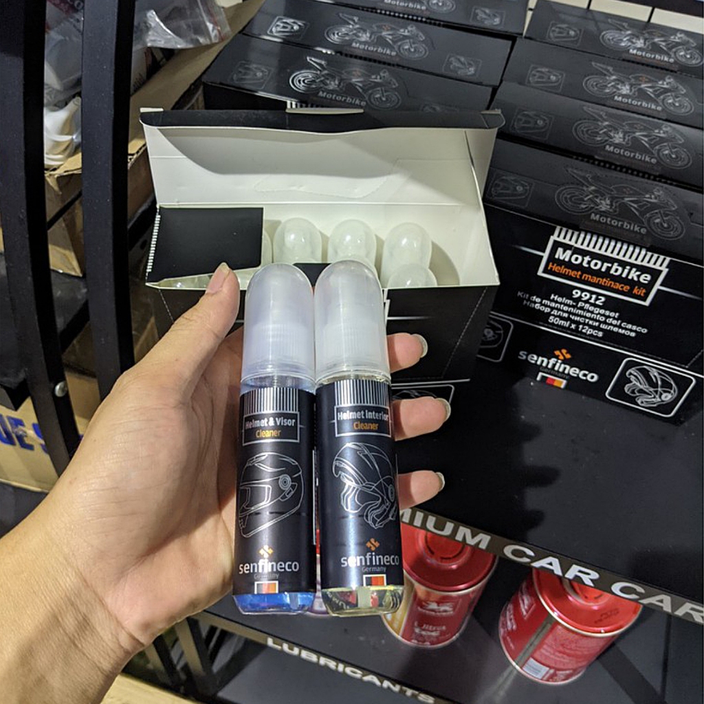Bộ Kit Vệ Sinh Nón Bảo Hiểm SENFINECO 9912 50ml, Nhập Đức, Sử Dụng Trên Cả Nón Thường, 3/4, FullFace