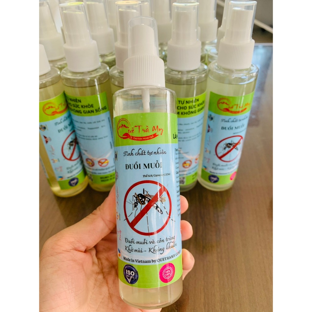 Chai xịt đuổi muỗi ruồi chuột côn trùng Quế Trà My hữu cơ tinh chất tự nhiên khử mùi khử khuẩn hương thơm phòng an toàn.