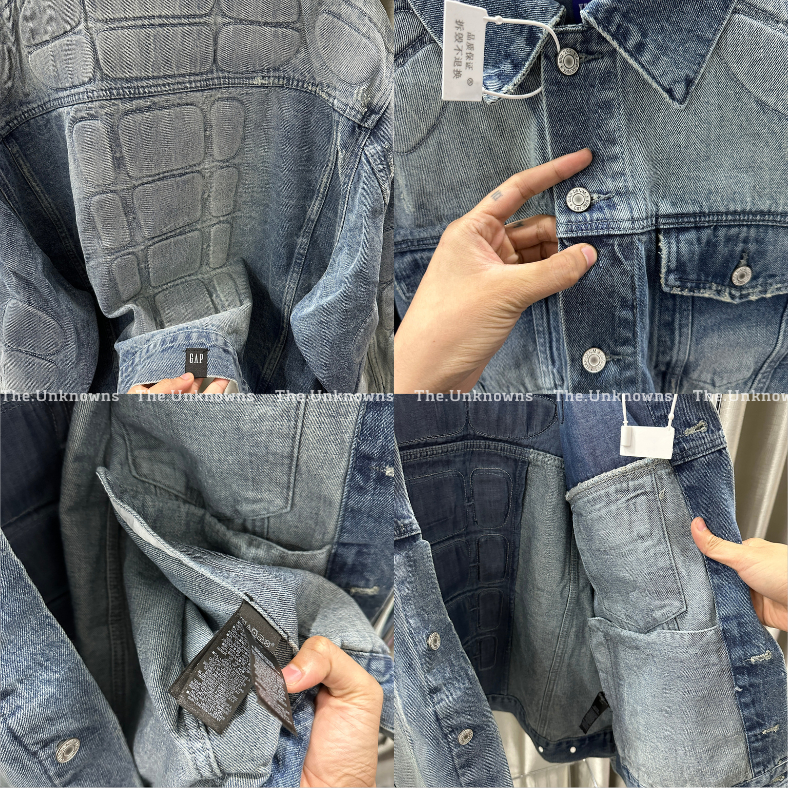 👑👑-Áo Khoác Denim Jacket Y.eezy Gap Padded Boxy  Blue,Áo khoác bò YZ cao cấp