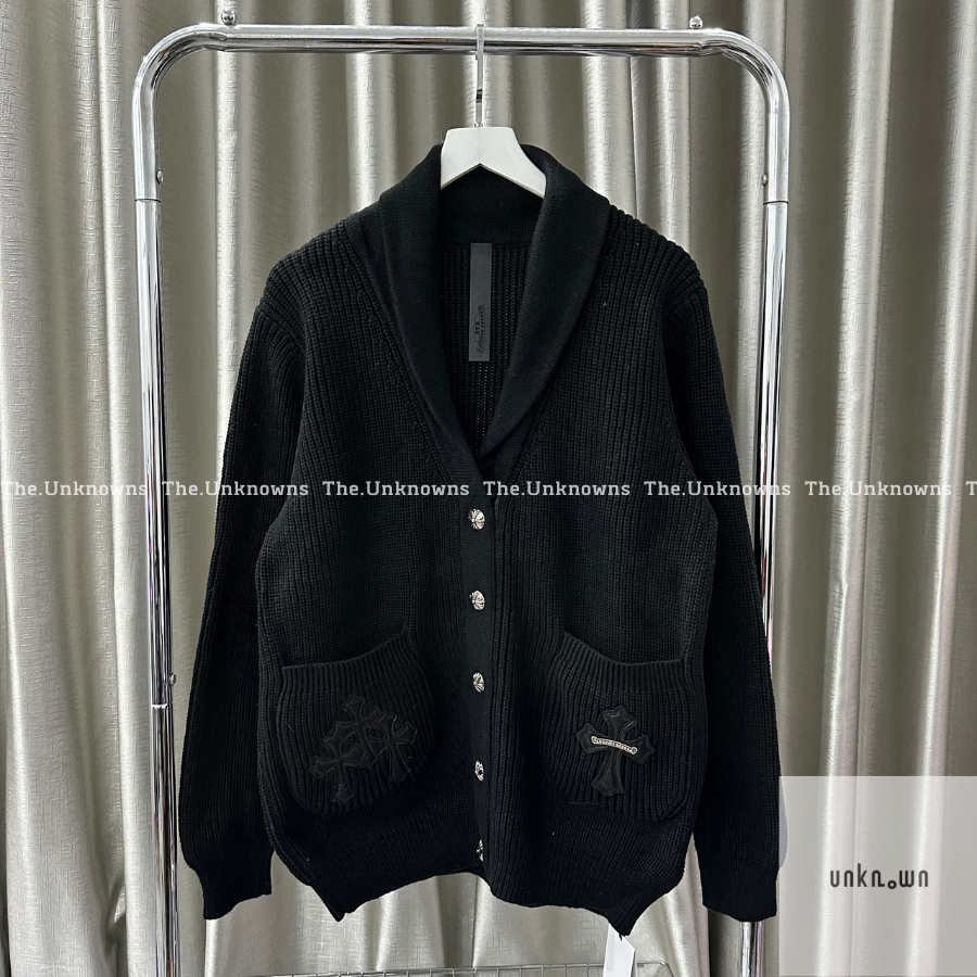 👑👑-Áo Cadigan Sweater Chr0me Heart Logo da SS23,Áo Len Cadiga CH Len Đan dày dặn unisex cao cấp