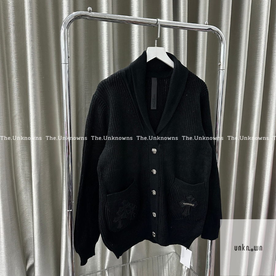 👑👑-Áo Cadigan Sweater Chr0me Heart Logo da SS23,Áo Len Cadiga CH Len Đan dày dặn unisex cao cấp