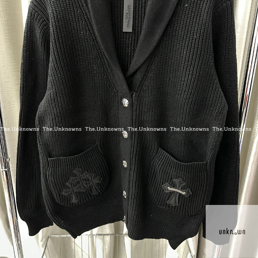 👑👑-Áo Cadigan Sweater Chr0me Heart Logo da SS23,Áo Len Cadiga CH Len Đan dày dặn unisex cao cấp