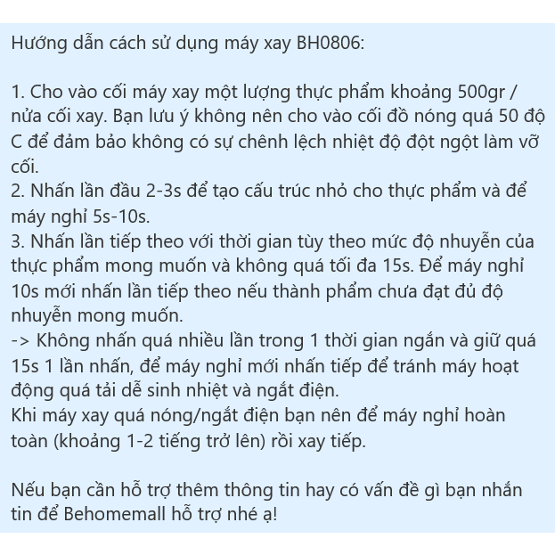 Máy xay thịt Behomemall cối thủy tinh chịu lực công suất 500W lưỡi dao inox sắc bén xay mạnh mẽ và an toàn