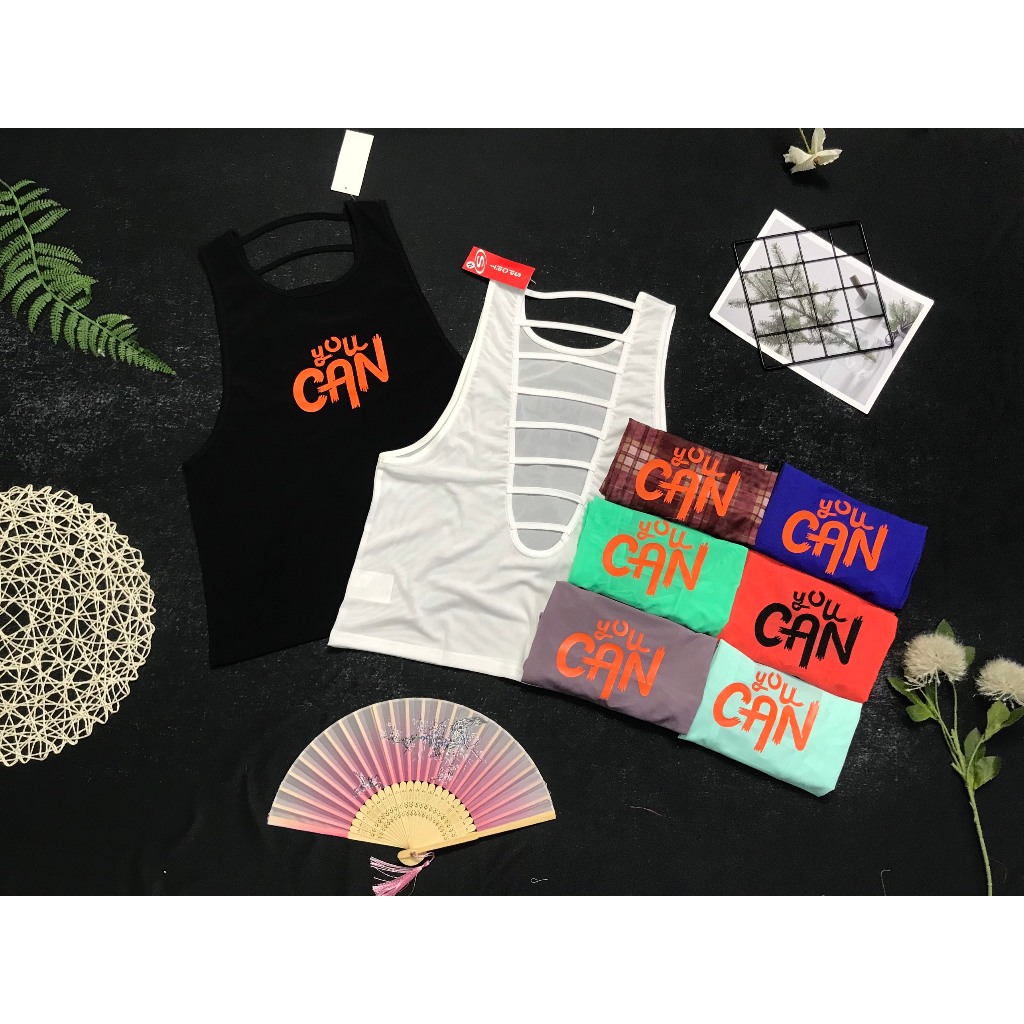 Áo tank top tập gym yoga thể thao Nữ YouCan Form rộng - Đan Dây Phía Sau