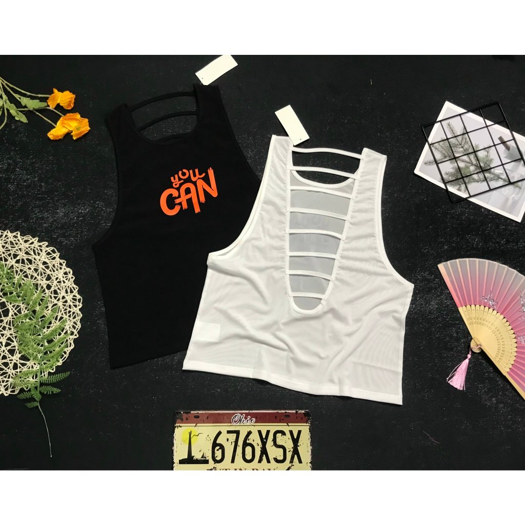 Áo tank top tập gym yoga thể thao Nữ YouCan Form rộng - Đan Dây Phía Sau