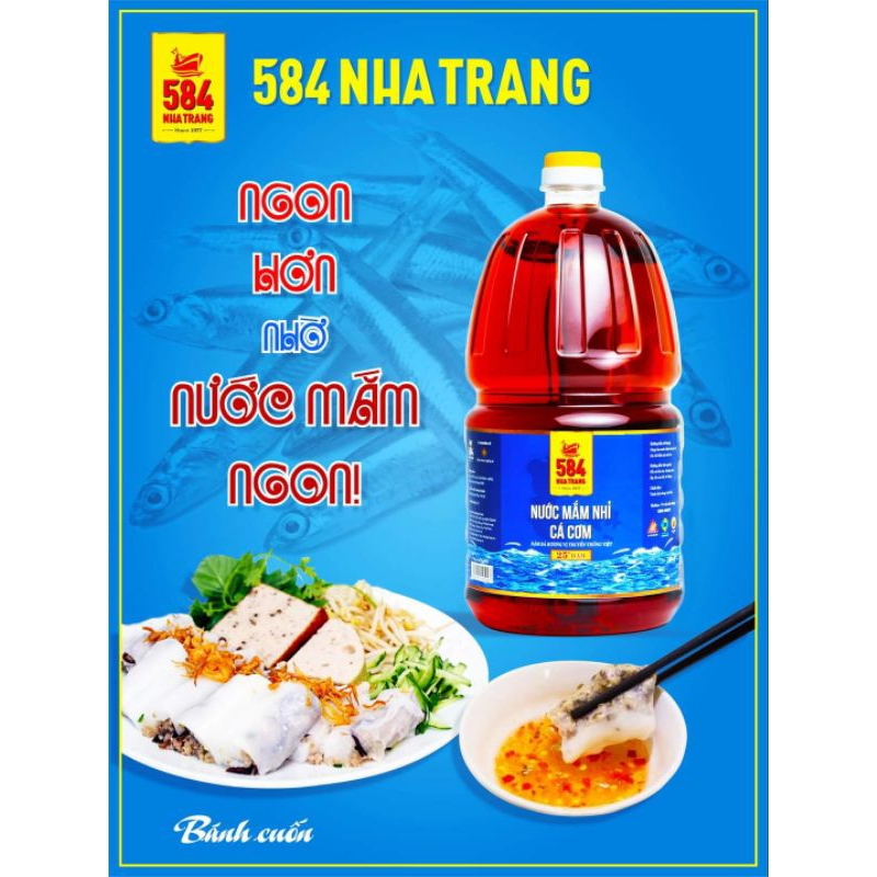(Chính Hãng) Nước Mắm 584 Nha Trang 25 Độ Đạm 2 Lít Nhựa( Thùng 6 Can 2 Lít )