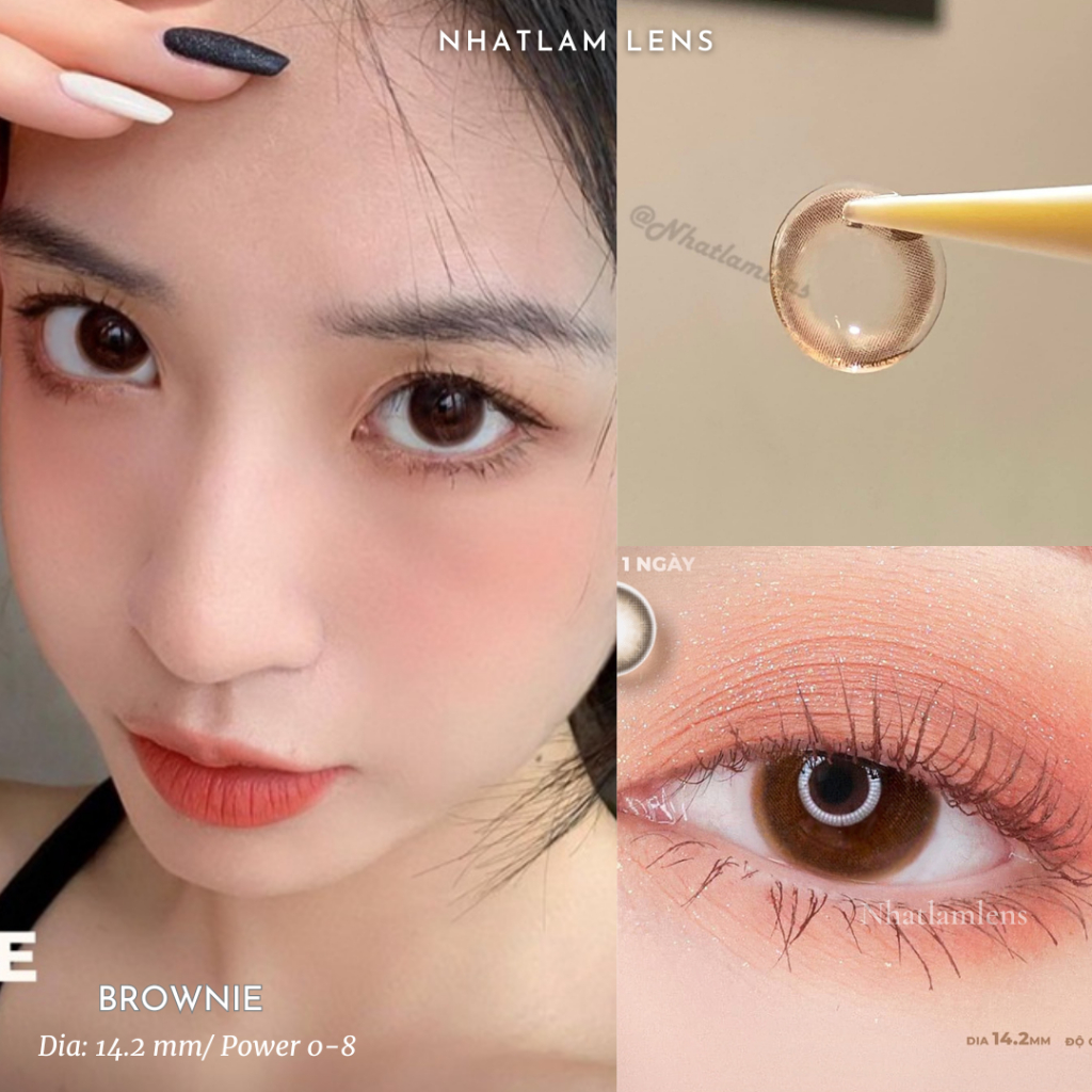 Lens 1 Ngày màu nâu tự nhiên - Kính áp tròng 1 ngày chống tia UV (ĐỘ CẬN 0- 12 độ) chất liệu Silicone Hydrogel cấp ẩm