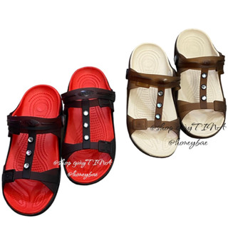 Dép Nhựa Nữ Quai Ngang 2 Lớp Phù Hợp Đi Mưa Hiệu BIOREN CATHA Màu Đỏ, Nâu