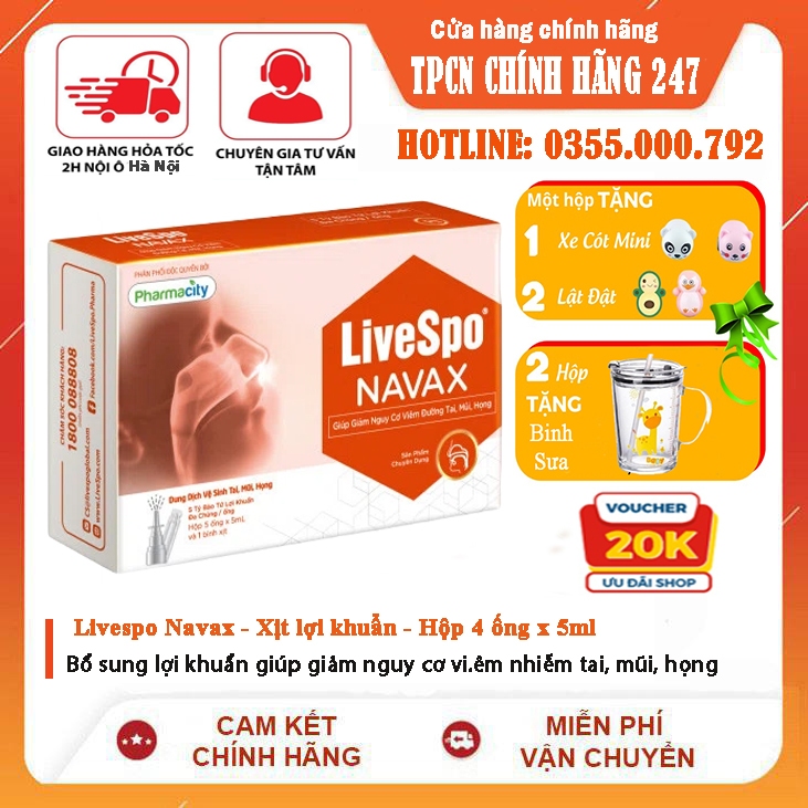 Livespo Navax Lọ 30ml - Xịt lợi khuẩn 5 tỷ lợi khuẩn chăm sóc, vệ sinh, phòng ngừa vi.êm nhiễm tai mũi họng