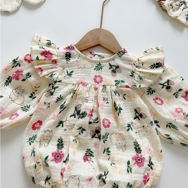 Bodysuit áo liền thân RIOKIDS, quần áo cho bé gái sơ sinh đầy tháng, thôi nôi, quà tặng BD151