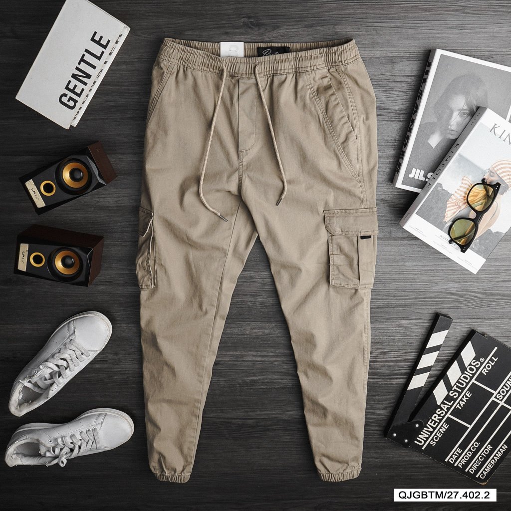 Quần jogger nam kaki cạp chun trơn bo gấu phong cách năng động trẻ trung