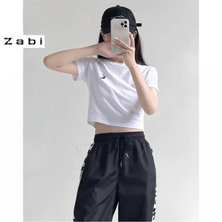 Áo thun croptop tay lỡ ZABI thêu hình MẶT TRĂNG AT012 chất vãi dày dặn co giãn 4 chiều