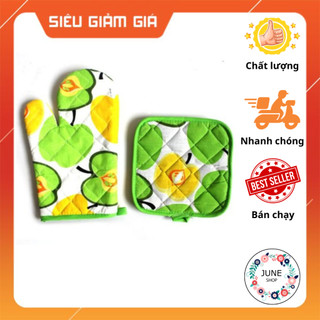 Bao tay vải nhấc nồi 2 lớp lót vải bông, chống nóng khi làm bếp, bưng bê đồ vật