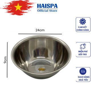 Bát inox rửa mặt, size 22cm - Haispa