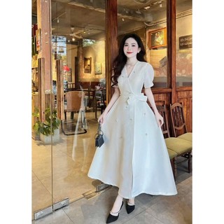 Đầm xòe nữ đính đá dáng dài chất taptap cứng chuẩn form