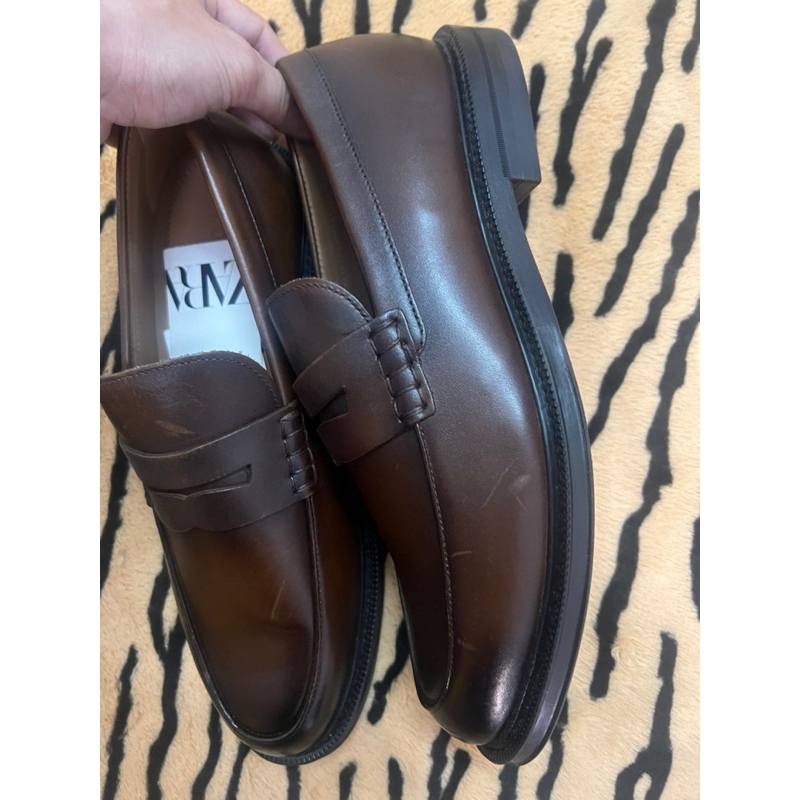 Giày moccasin da Zara authentic PENNY STRAP LOAFERS size 41