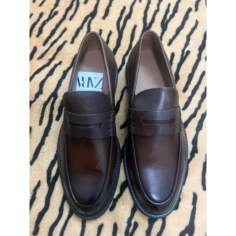 Giày moccasin da Zara authentic PENNY STRAP LOAFERS size 41