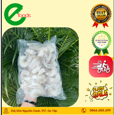 Tôm Bóc Vỏ Khay 1KG net 9 size To 45-50 Con Tươi Ngon