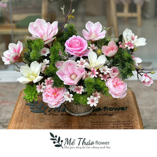 (Ảnh thật 100% chụp tại shop) Bình Hoa Lan Tím Mix Giả Nhân Tạo Chất Liệu Lụa Cao Cấp Của Mê Thảo Flower