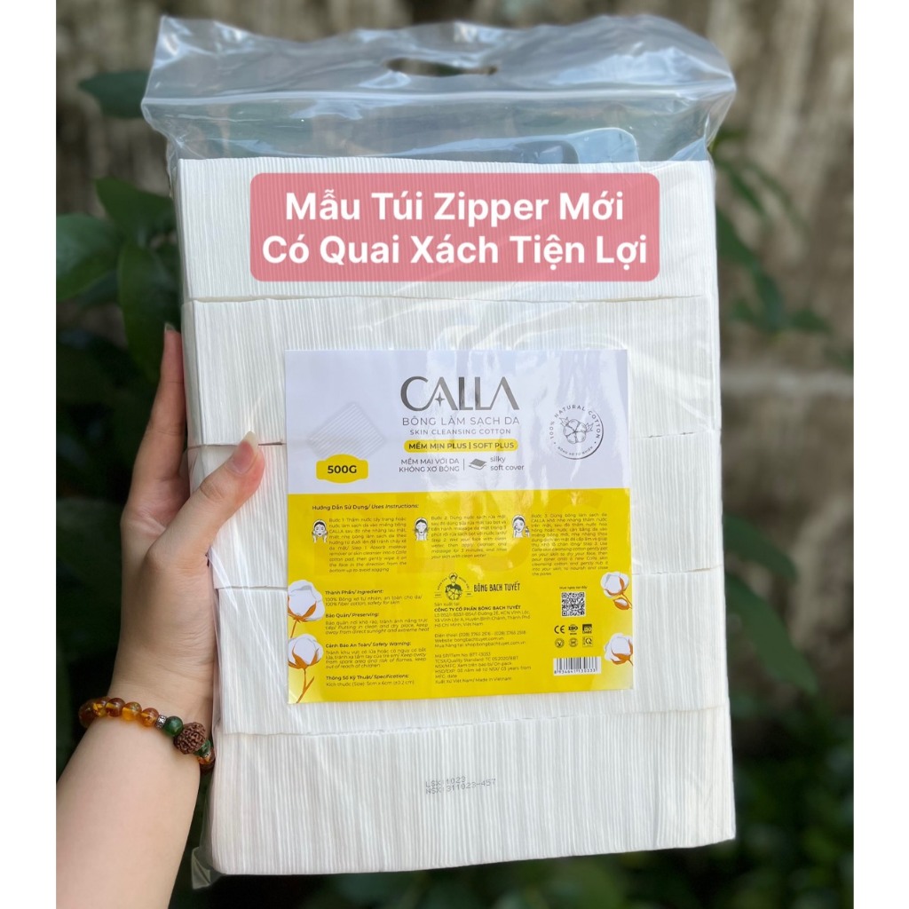 Bông Tẩy Trang Bề Mặt Mịn CALLA Beauty gói 500gr size 5x6cm - Bông Tẩy Trang CALLA Bề Mặt Mịn Bông Bạch Tuyết