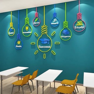 Tranh dán tường mica dán nổi đèn dán tường động lực trang trí quán cafe, trà sữa