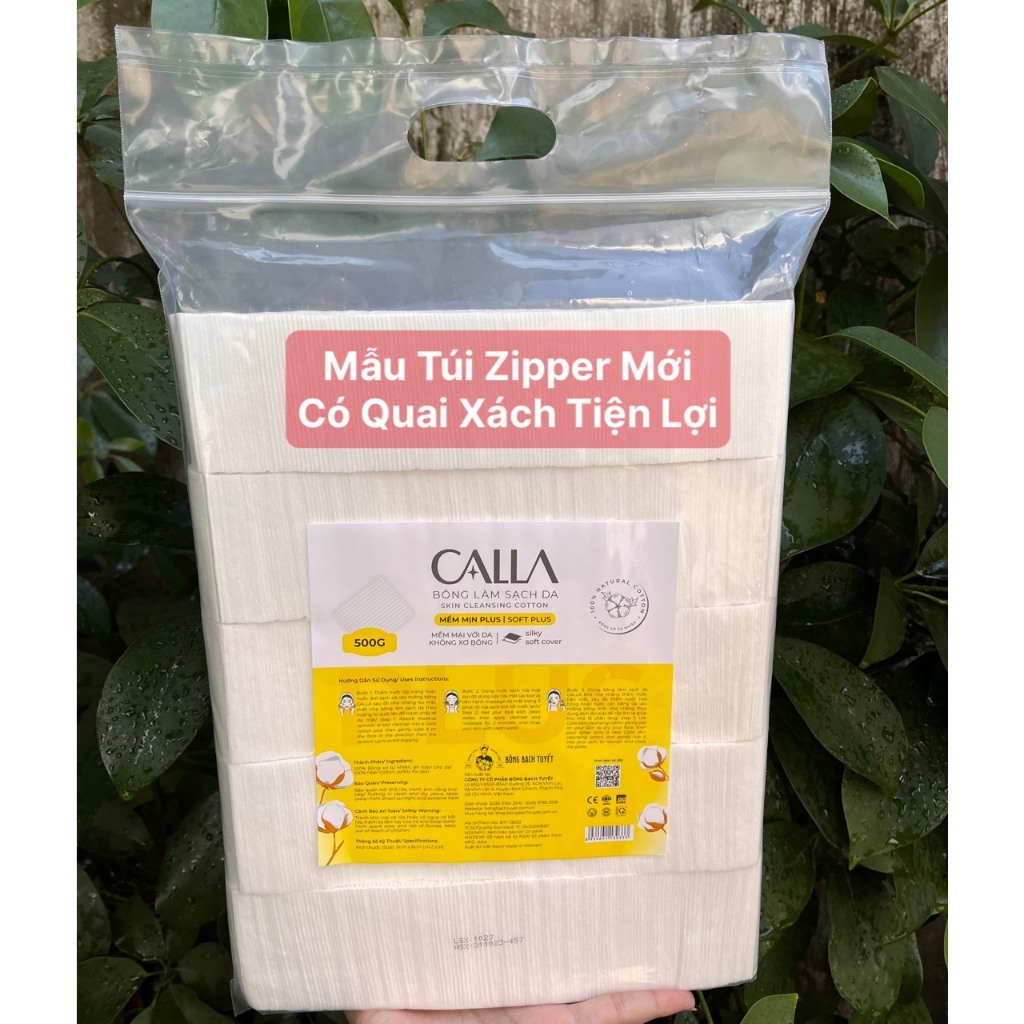 Bông Tẩy Trang Bề Mặt Mịn gói 500gr chính hãng Bông Bạch Tuyết size 5x6 - Bông Tẩy Trang Cotton Bề Mặt Mịn KOTTON BEAUTY