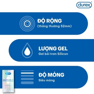 Bao cao su Durex Invisible siêu mỏng size 52mm ( Cam kết đúng chính hãng )