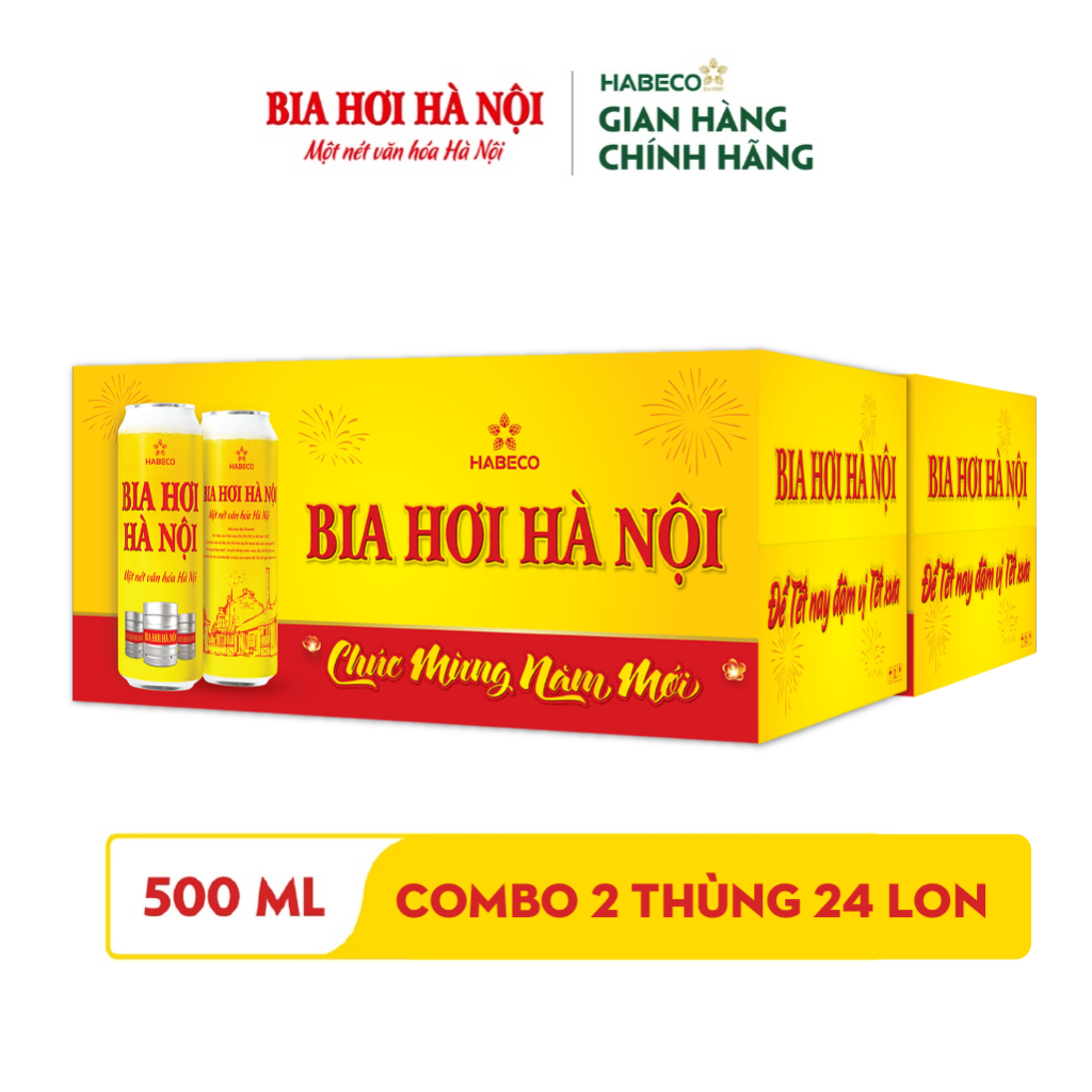 COMBO 2 Thùng 24 lon Bia Hơi Hà Nội – HABECO  - Phiên bản Tết