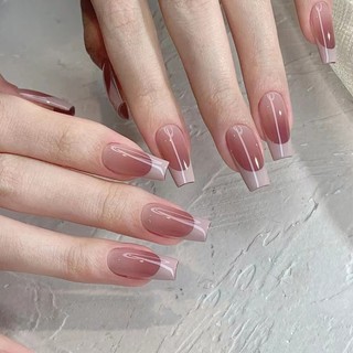 Móng tay giả dài trơn màu nude đơn giản LK13438, Móng tay giả trơn đơn giản