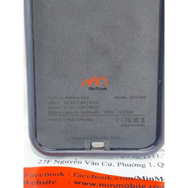 Ốp Lưng Kiêm Sạc Dự Phòng 15 Pro Max 5000mAh